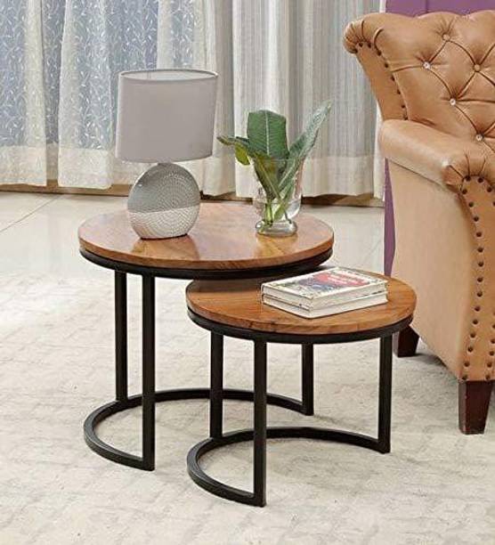 PRITI Nesting Table (Set of 2) - Natural Finish Engineered Wood Nesting Table
