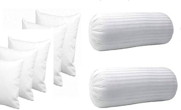 KHUKU Polyester Fibre Stripes Cushion Pack of 7