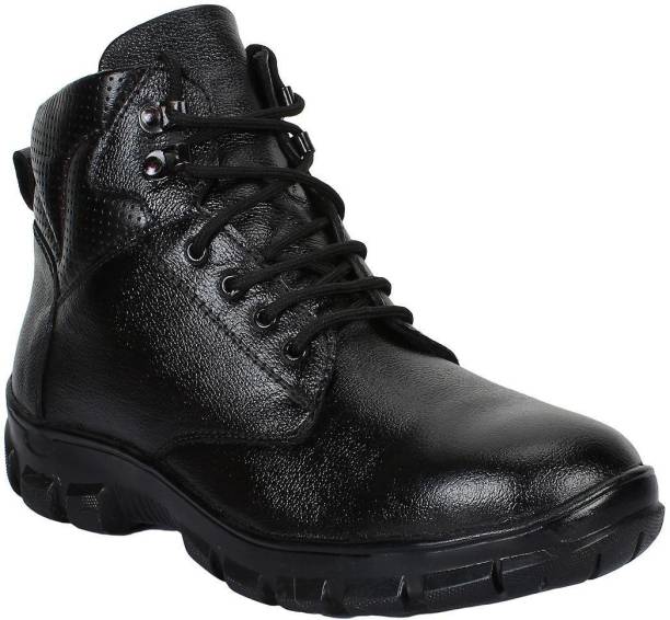 AEGON Tusker Men's Industrial Leather Water Resistant Anti Skid | Size: 8 Steel Toe Leather Safety Shoe