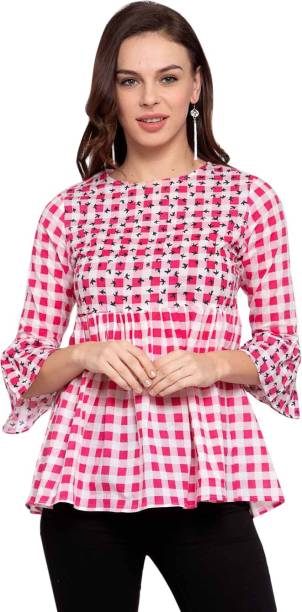Style Quotient Casual 3/4 Sleeve Printed Women Pink Top
