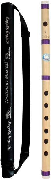 Nextromart Musical G Tune 6 Hole Regular Bamboo Flute Size 17 Inch Bansuri with Bag Cover Free (English Note) Bamboo Flute