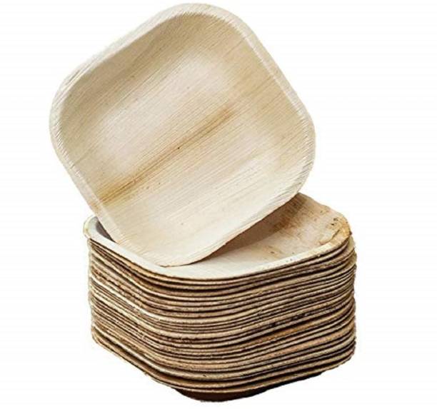 Leaf Tree Disposable Eco-Friendly Areca Palm Leaf Square Shaped Plates 4 inch For Events and Functions, Breakfast Plates Half Plate