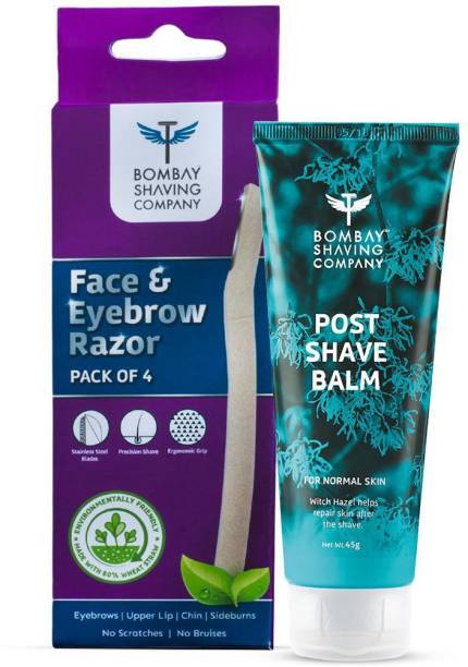 BOMBAY SHAVING COMPANY Eyebrow & Face Razor Combo with Post Shave Balm (Set of 2) | For Easy & Safe Facial Hair Removal