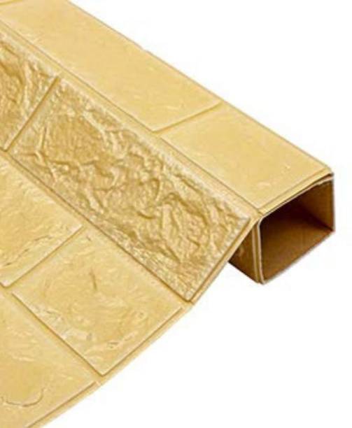 SkyWalls Golden 3D Brick Large Self Adhesive 3D Brick Wallpaper (Golden)