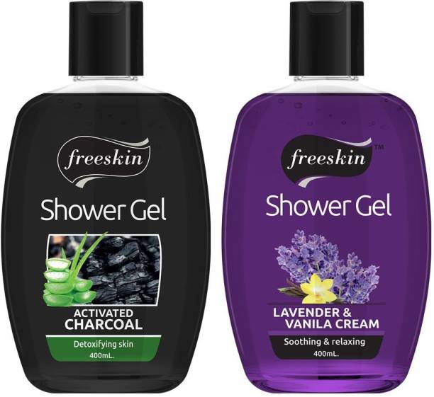 Free Skin Charcoal and Lavender Vanila Cream,400ml each, Suitable All Skin Types, PACK OF 2
