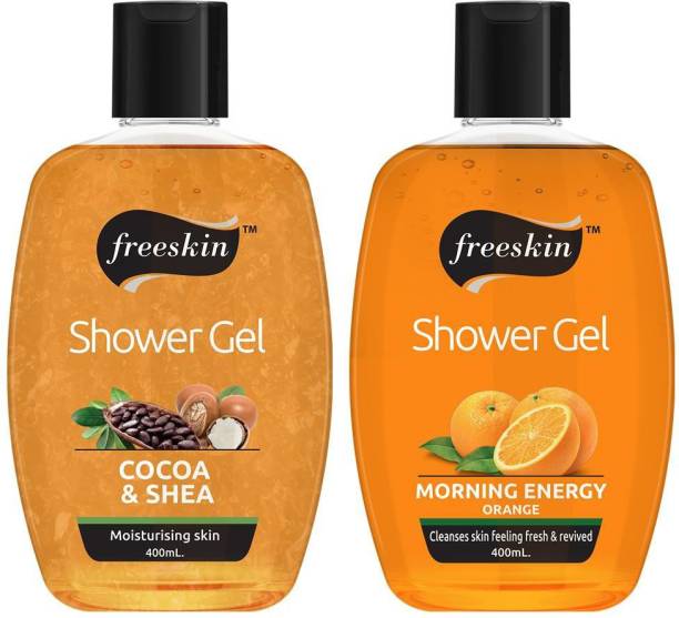 Free Skin Cocoa Shea and Orange Shower Gel,400ml each, Suitable all Skin types, PACK OF 2
