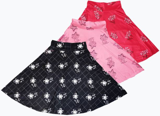 PINVE Floral Print Girls Regular Multicolor Skirt