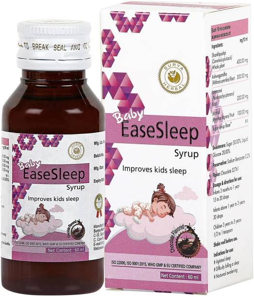 HerbRoot Surya Herbal Ayurvedic Baby EaseSleep Syrup (60 ml) for Agitated Sleep, Difficulty Falling asleep & Nocturnal Awakening (Pack of 10)