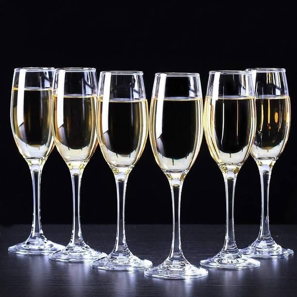JIGSHTIAL (Pack of 6) (Pack of 6) Wine Glass, Red or White Wine, Champagne Flutes, Glass Glass Set (170 ML) Glass Set Champagne Glass