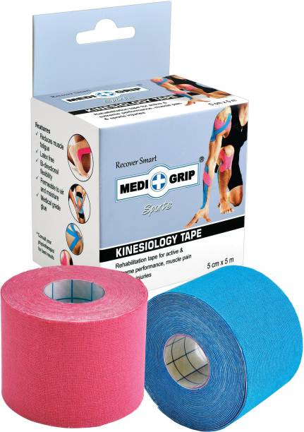 Medigrip Kinesiology Tape Sports 5 cm X 5 m (Pack of 2 Rolls) Blue Pink