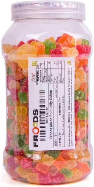 froods Mixed Fruit Jelly Cubes, Sugar Coated Jelly Candy Cubes Mix Fruit Jelly Candy