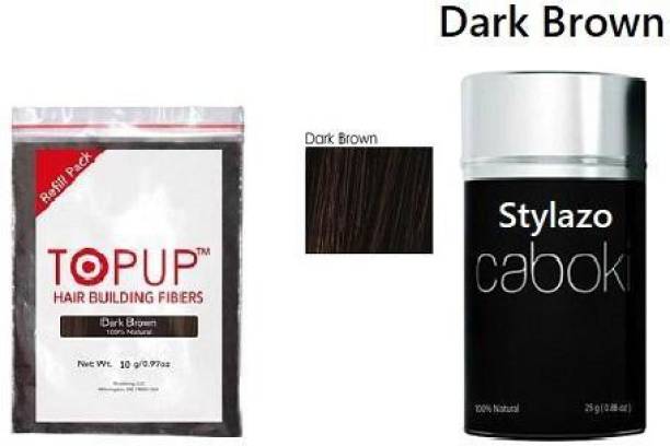Stylazo Hair Loss Concealer (Dark Brown-25 grams with 10 g Refill Bag-Dark Brown) Hair Building Fiber Hair Volumizer 054152 Soft Hair Volumizer Powder