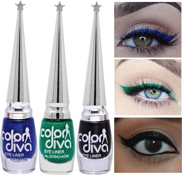Color Diva Eye Liner, Water Resistant, Long-Lasting, Shade-101K|M|I, Each 6 ml