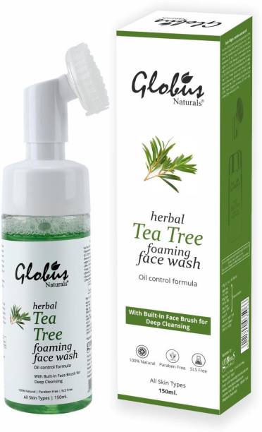 GLOBUS NATURALS Tea Tree Acne Control Foaming Face wash With Silicon Face Massage Brush |No Parabens| No Sulphate| Face Wash