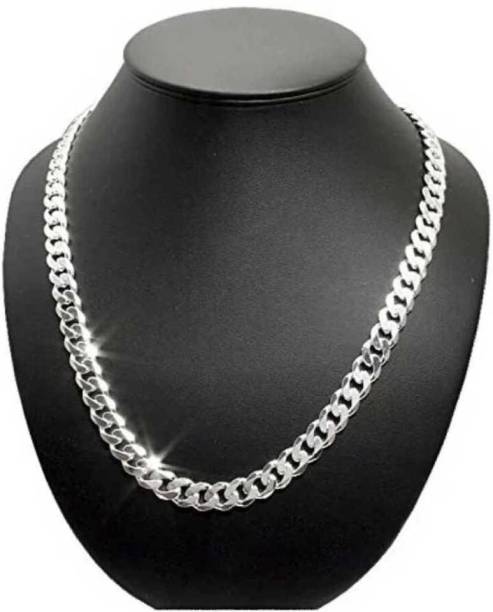 Dwarka Designs Stainless Steel Silver Chain For Men Boys Pearl Sterling Silver Plated Stainless Steel Chain