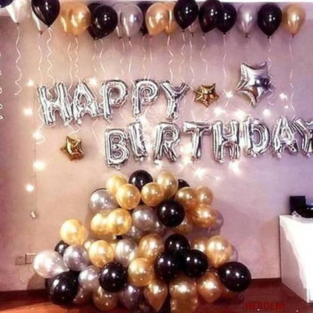 a-one suppliers Solid Happy Birthday Letter Foil Balloon Set of 63 Balloon