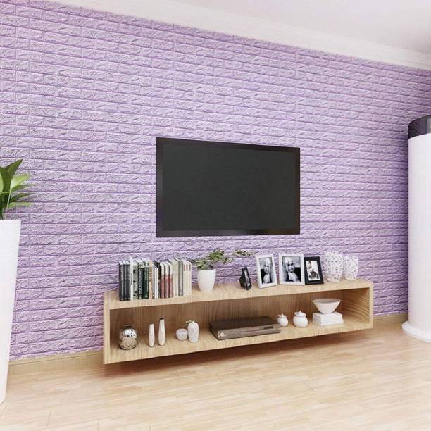 SkyWalls Purple 3D Brick Large Self Adhesive 3D Brick Wallpaper (Purple)