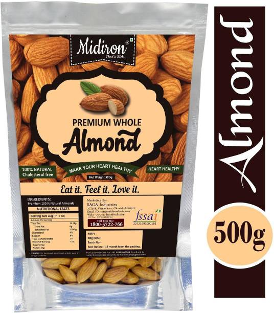 Midiron California Natural & Fresh Almonds, Healthy Pack (500 gm) Almonds