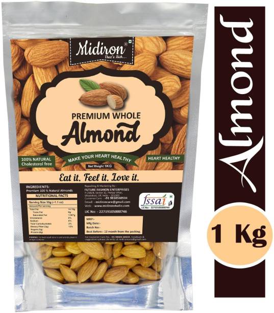 Midiron California Natural & Fresh Almonds, Healthy Pack (1 Kg) Almonds