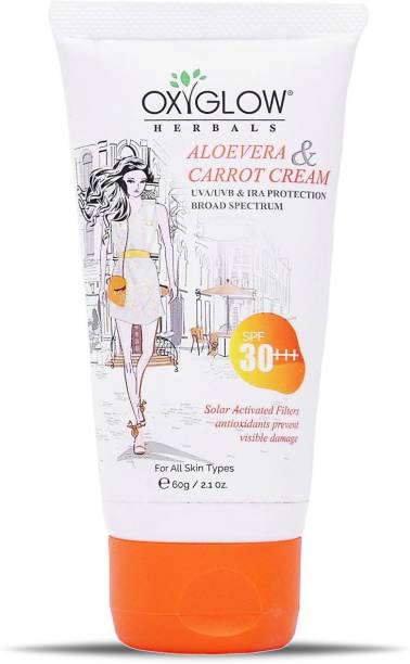 OXYGLOW Aloe Vera and Carrot Sunscreen Cream- SPF 30+++ – 60 g - SPF 30+++ PA+++