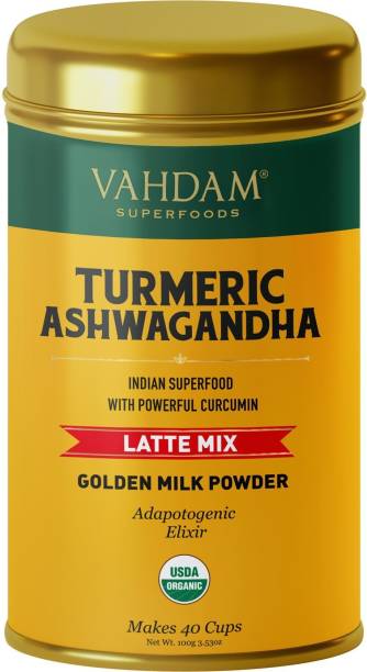 Vahdam Organic Turmeric Ashwagandha Latte Golden Milk Turmeric Herbal Infusion Tea Tin