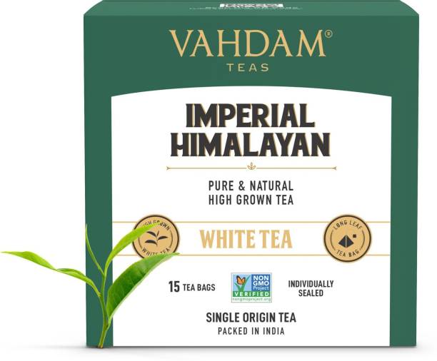 Vahdam Imperial Himalayan White Tea Bags Box