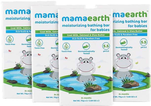 MamaEarth Moisturizing Bathing Bar for Babies | Goat Milk Baby Soap | Pack of 8(4 X 2 pcs)