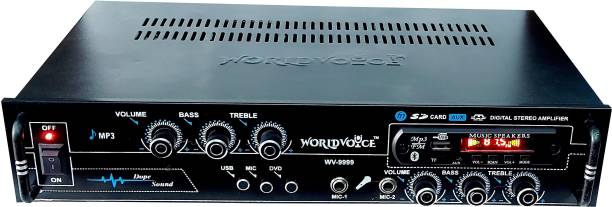 world voice New Series Bluetooth DJ Transistor Amplifier with 4440 Double ICFull Black Digital Stereo with Double Mic, BT / USB/SD Card /FM /AUX /MP3 240 W AV Power Amplifier