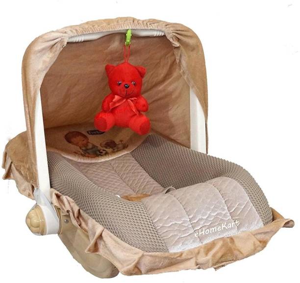 Knuffles 12 in 1 Premium Musical Baby Feeding Swing Rocker Carry Cot Cum Bouncer with Mosquito Net and Storage Box (Brown) Rocker and Bouncer