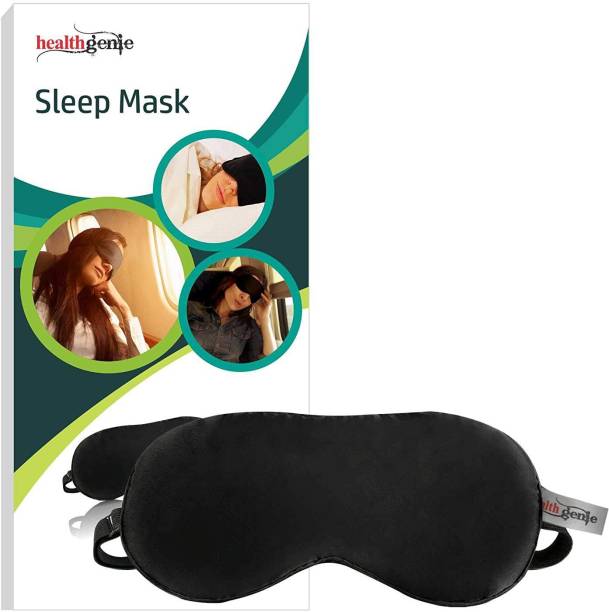 Healthgenie Eye Mask with Adjustable Strap | 100% Silk, Super Smooth, Black |Blind Fold Sleep Mask | Pack of 1