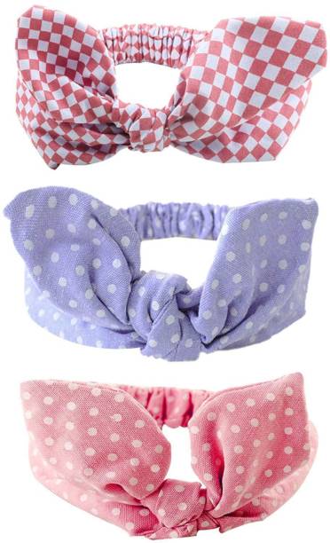 Bembika Newborn Turban Knot Printed Headbands for Baby Infant,Baby Girl Soft Cute Toddler Hairbands(Set Of 3) Head Band