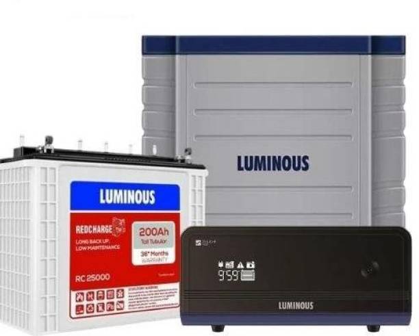 LUMINOUS Zelio 1100 Sine Wave Inverter with Red Charge RC25000 200Ah Battery and Trolley Tubular Inverter Battery