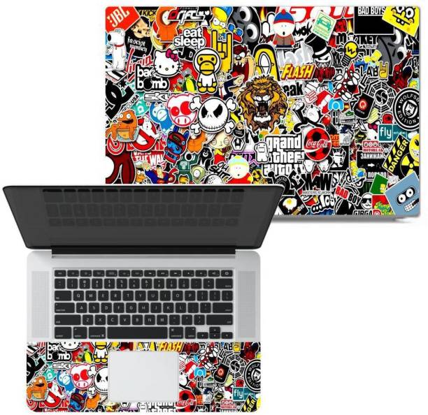 Finest Full Panel Laptop Skins Compatible with 14.1 inch - No Residue, Bubble Free - Removable HD Quality Printed Vinyl/Sticker/Cover for Dell-Lenovo-Acer-HP - Sticker Bomb Tiger Face 14.1 inches Vinyl Laptop Decal 14.1