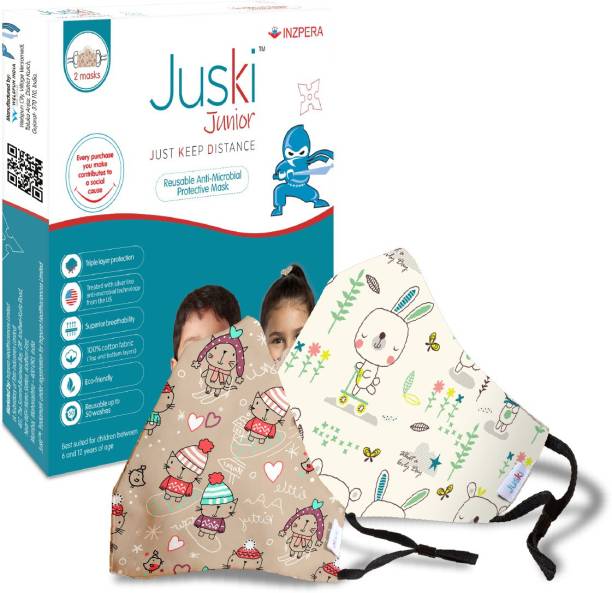 Juski Junior Reusable Protective Mask for Kids-A (Pack of 2) Cloth Mask With Melt Blown Fabric Layer