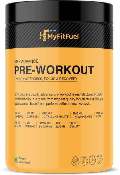 MyFitFuel Advance Pre-Workout (Capsimax, Caffeine +12 Core Ingredients), 200g, Fruit Passion BCAA