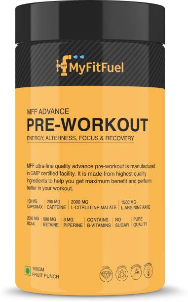 MyFitFuel Advance Pre-Workout (Capsimax, Caffeine +12 Core Ingredients), 100g, Fruit Passion BCAA