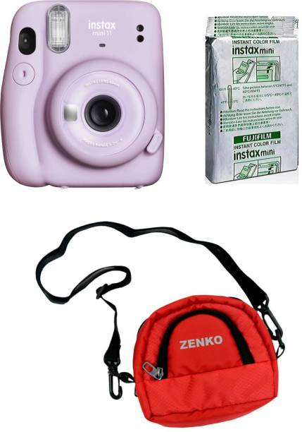 FUJIFILM Instax Mini 11 Lilac Purple with 10X1 Pack of Instant Film With Red Pouch Instant Camera