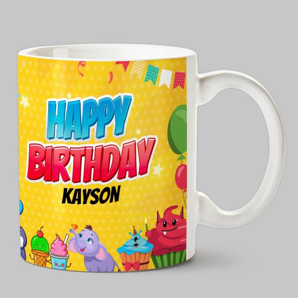 HUPPME Happy Birthday Kayson White Ceramic Coffee Mug