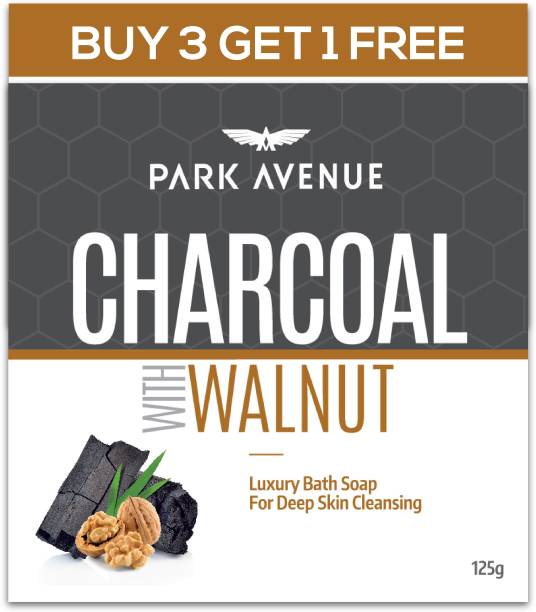 PARK AVENUE Charcoal &amp; Walnut soap 125gm (Buy 3 Get 1 Free)