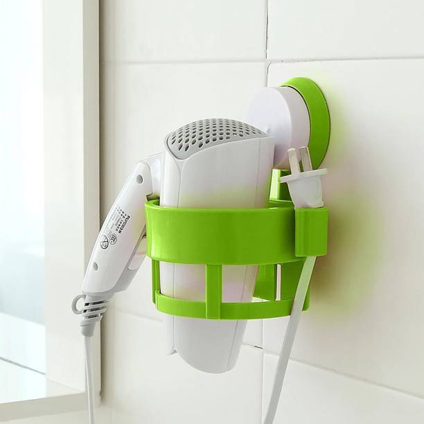 Epyz Hair Dryer Holder Rack with Wall Mount Vacuum Suction Cup Hair Dryer Shelf Stand Bathroom Organizer (Green) Wall Mounted Dryer Holder
