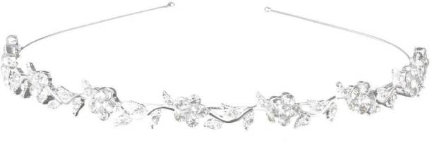 BOLT Alloy & Rhinestone Crystal Flower And Leaves Headband Wedding Tiara For Women Head Band