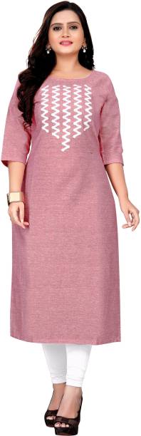 Women Embroidered Pure Cotton Straight Kurta Price in India