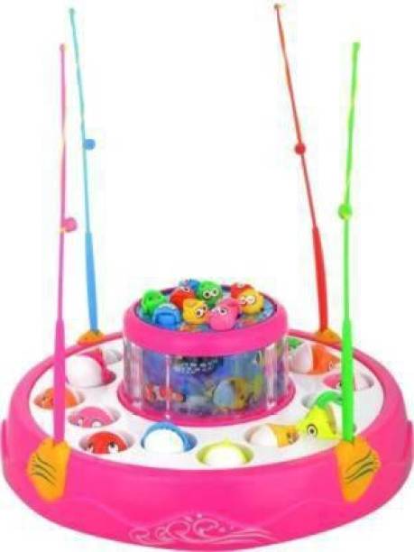 MyneeMoe Fishing Game with Musical and lights For kids - Good gift Item for kids Party & Fun Games Board Game (Multicolor)