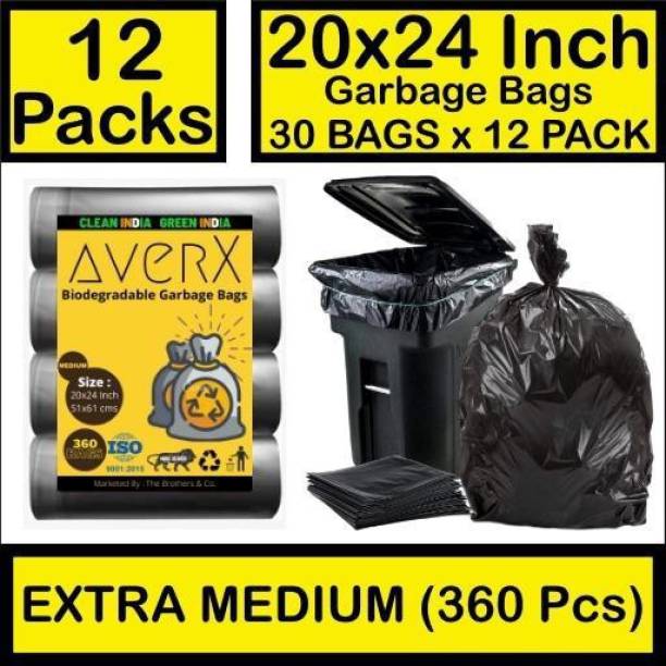 averX Premium Black Garbage Bag - 20x24 inches (Pack of 12, 360 Pieces, Extra Medium) Medium 35 L Garbage Bag