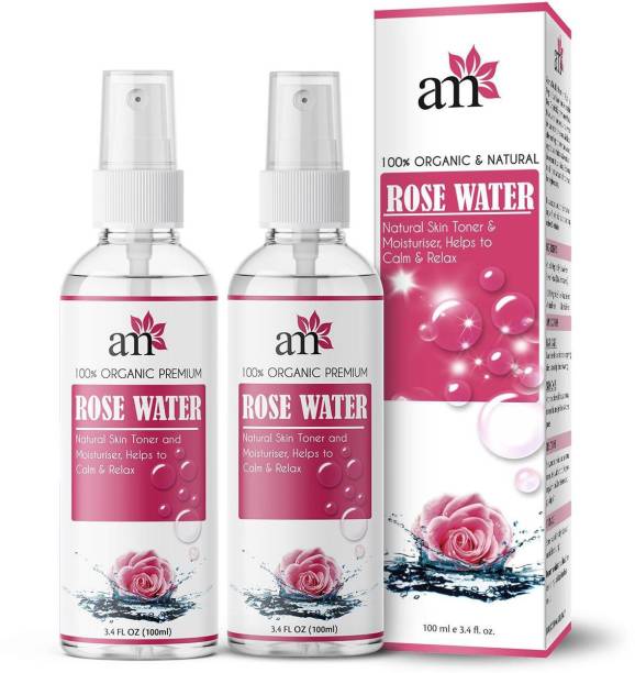 aromamusk 100% Organic & Natural Premium Rose Water For Face & Skin (No Alcohol, Chemical & Paraben Free ) Pack Of 2 Men & Women