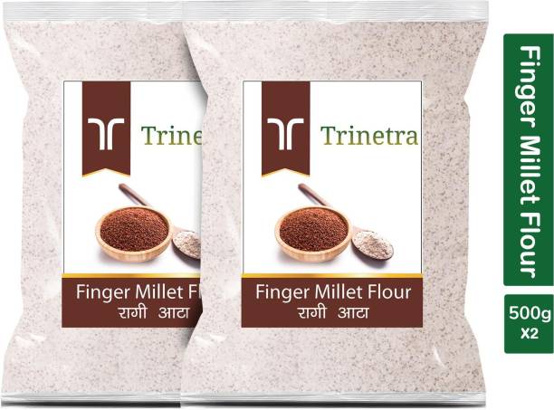 Trinetra Best Quality Finger Millet Flour / Ragi Atta 500g Pack of 2