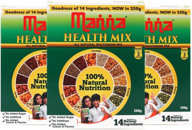 Manna Millet Health Mix 750g ( 250g X 3 Packs) | Sathu Maavu for Babies | 100% Natural Millet Multigrain Nutrition Drink for Kids | 14 Natural Ingredients 750 g