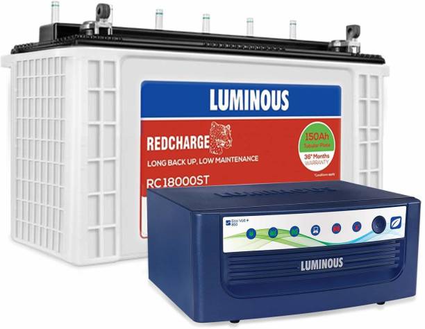 LUMINOUS Eco Volt 850 VA+RC18000ST Tubular Tubular Inverter Battery