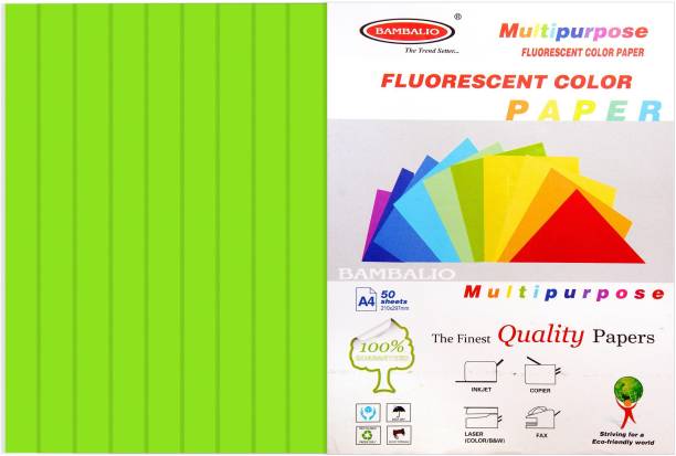 BAMBALIO A4 Size Pack of 100 Sheets Smooth Finish Multi Purpose 80 gsm Coloured Paper