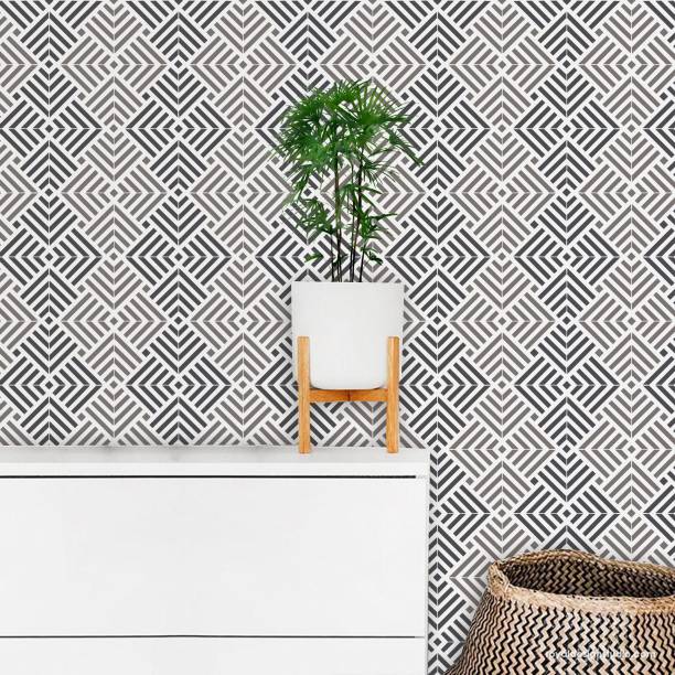 Arhat Geometric pluzzed pattern ASR-E737 Glossy PVC Resuable Wall Stencils (Size: 18X18 inches) Stencil